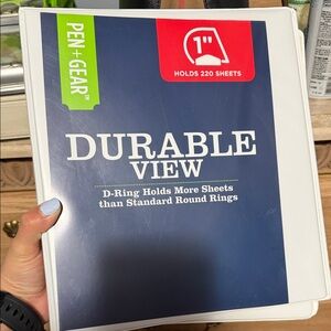 PEN+GEAR Durable View 1" D-Ring Binder - Navy & White